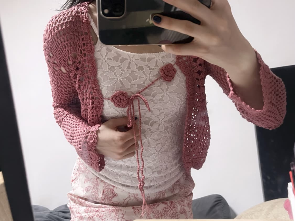 pink flower knit cardigan 상품이미지3