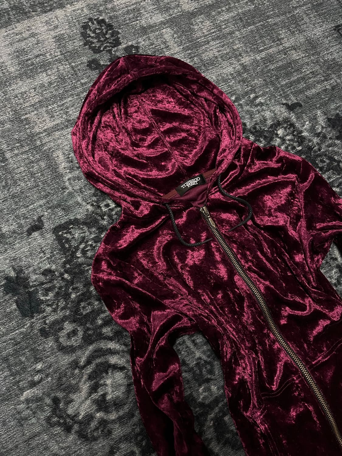 Tornado mart 00s violet velour hoodie 상품이미지2