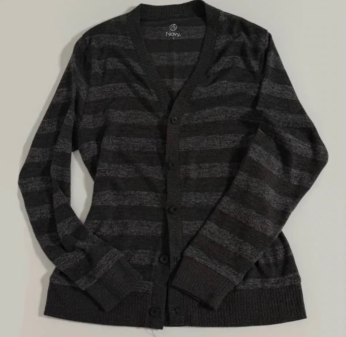 빈티지 너드 스트라이프 가디건 차콜 상품이미지1