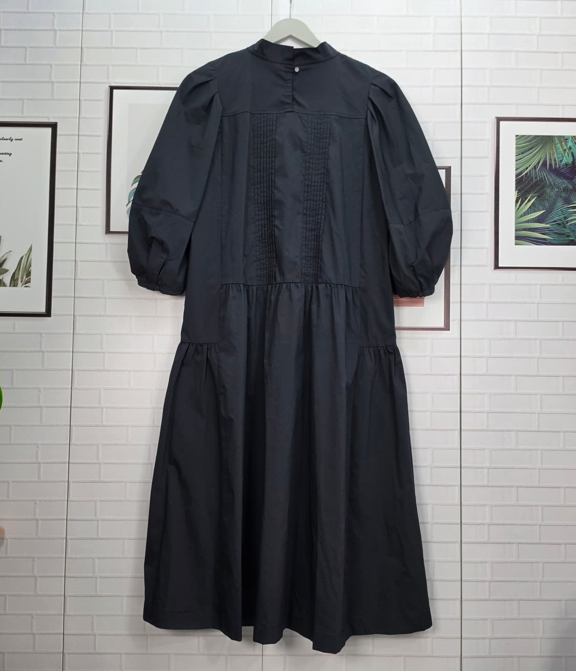 주크 쥬크 퍼프 소매 루즈핏 셔링 롱원피스 드레스 55사이즈 새상품급 상품이미지7