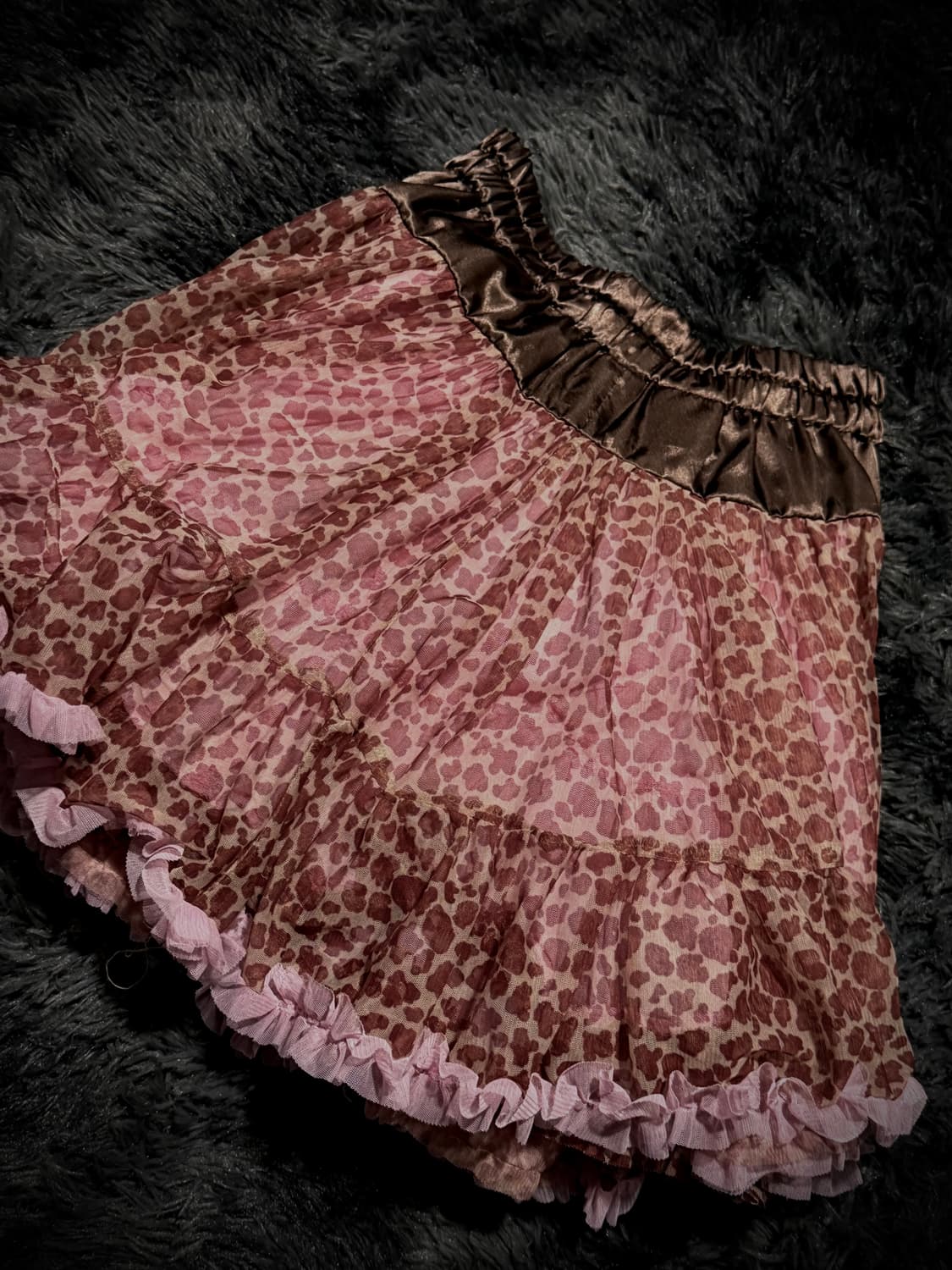 튜튜 st 핑크 호피 캉캉 밴딩 스커트 상품이미지3