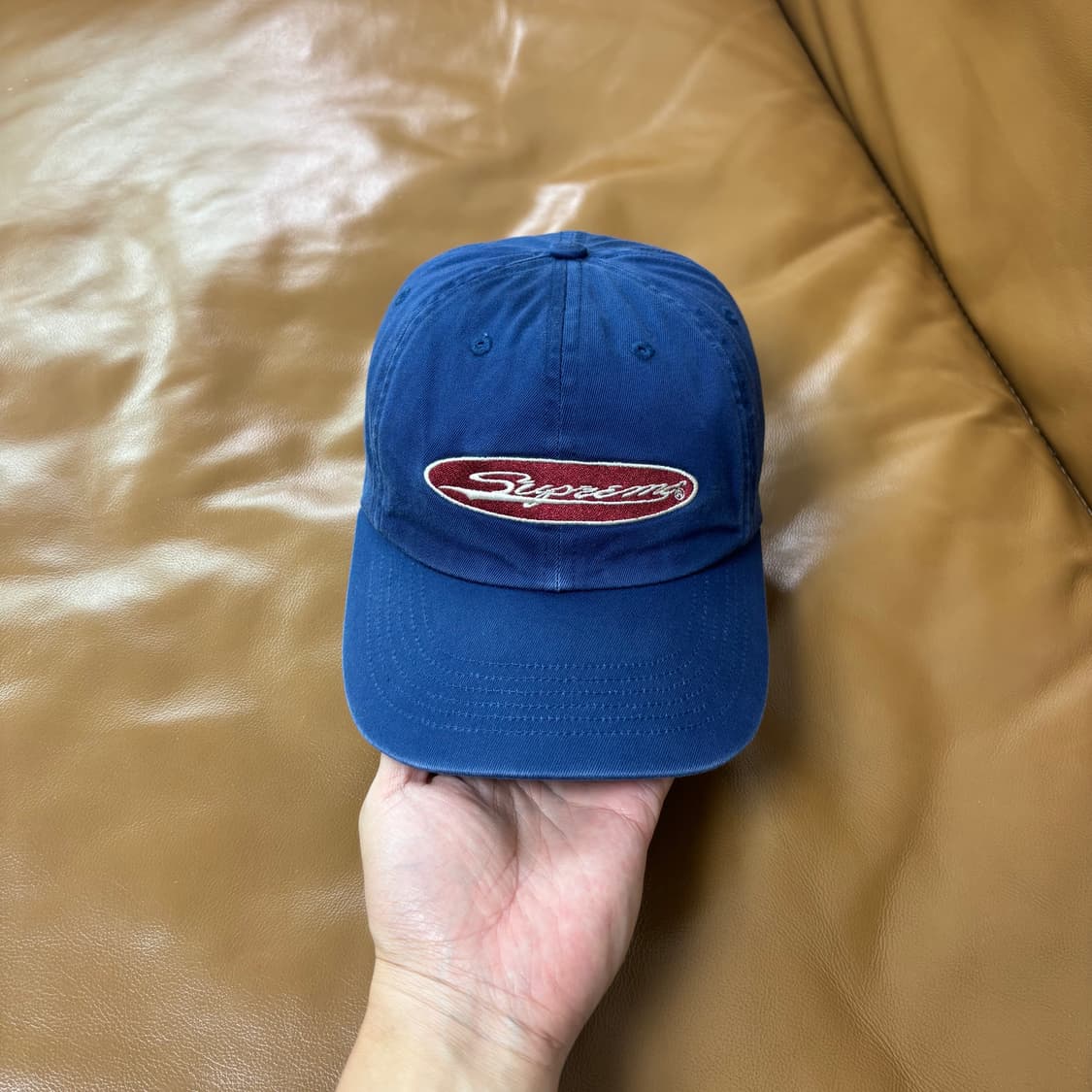 Supreme 슈프림 23ss 오발 워시드 네이비 6패널 볼캡 모자 상품이미지2