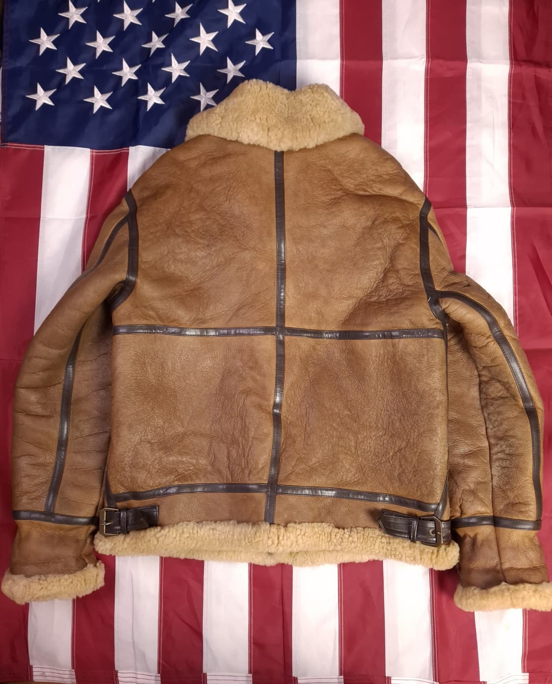 90's 국내산 미공군 B-3 TYPE 리얼레더 항공폭격기 무스탕 상품이미지10