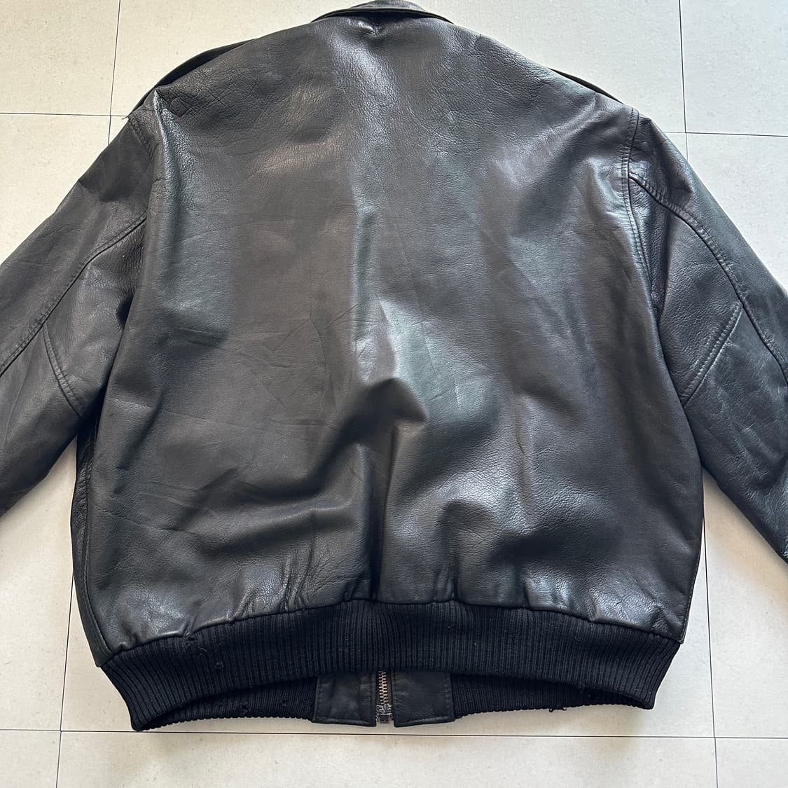 프랑스생산 A-2 GEAR 빈티지 가죽 항공점퍼 XL (riri지퍼)  상품이미지7