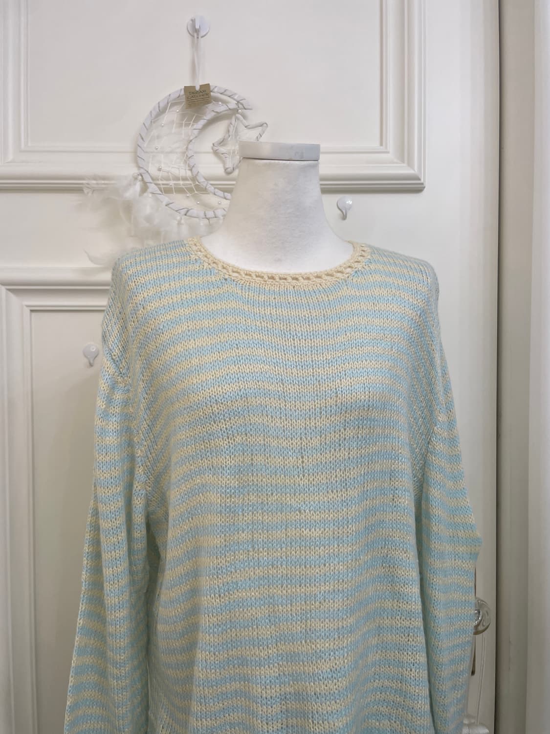 mint yellow stripe basic cute sweater 상품이미지6