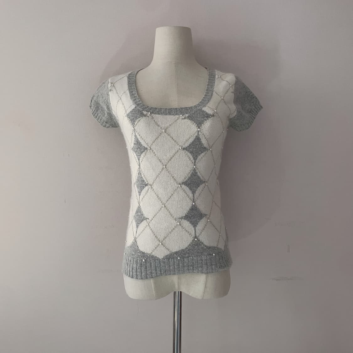 로걀탑 아가일 니트 히메갸루 오네갸루 진주 아가일 유일매물 핀터깔 하구미 상품이미지1