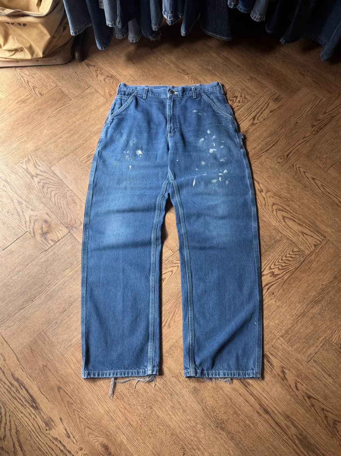 [34]칼하트 USA 빈티지 페인팅 싱글니 카펜터 워크 데님 팬츠 상품이미지1