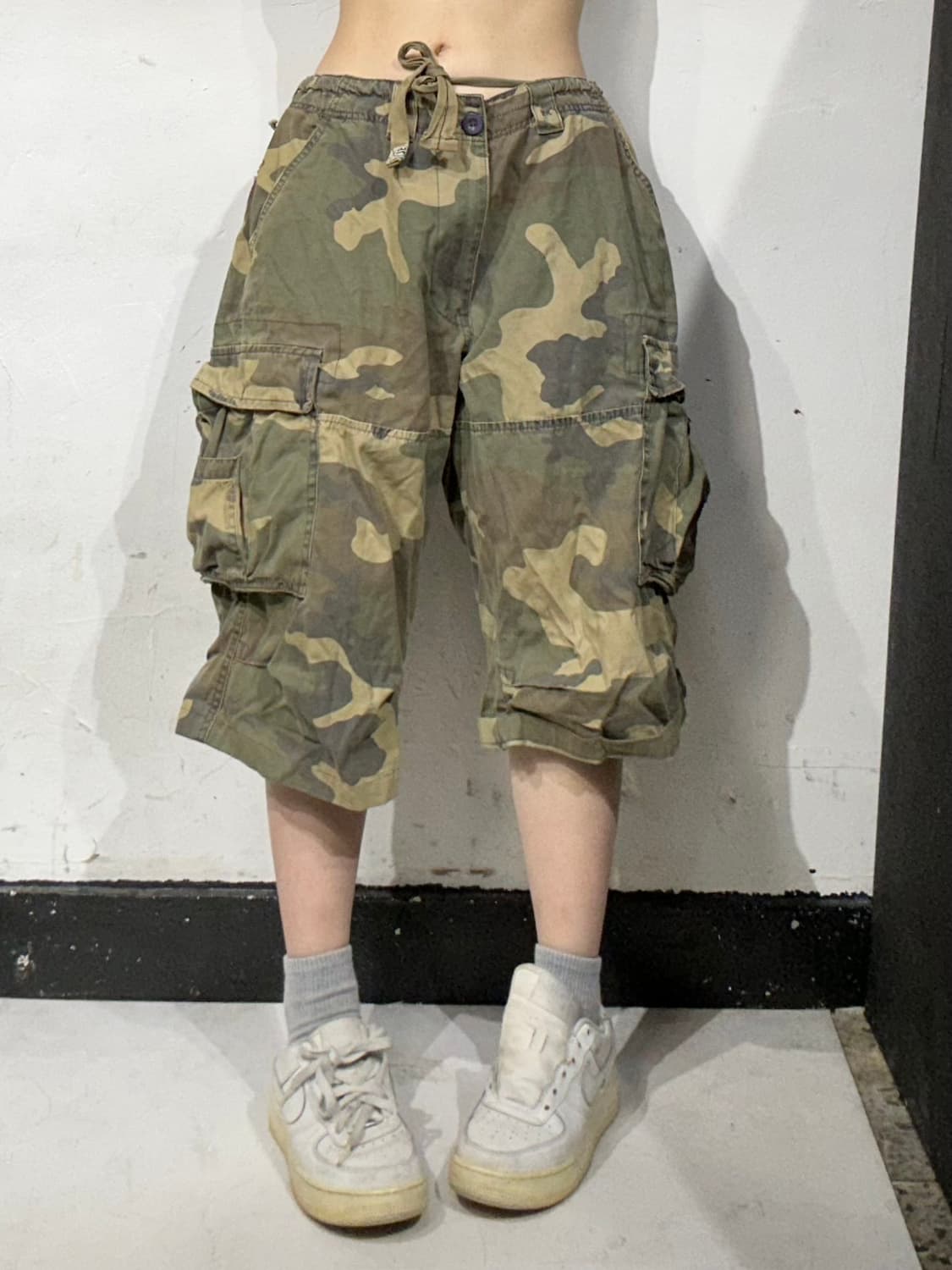 아베크롬비 카키 빅 포켓 밀리터리 카모 하프 카고 팬츠 버뮤다 반바지 L 상품이미지2