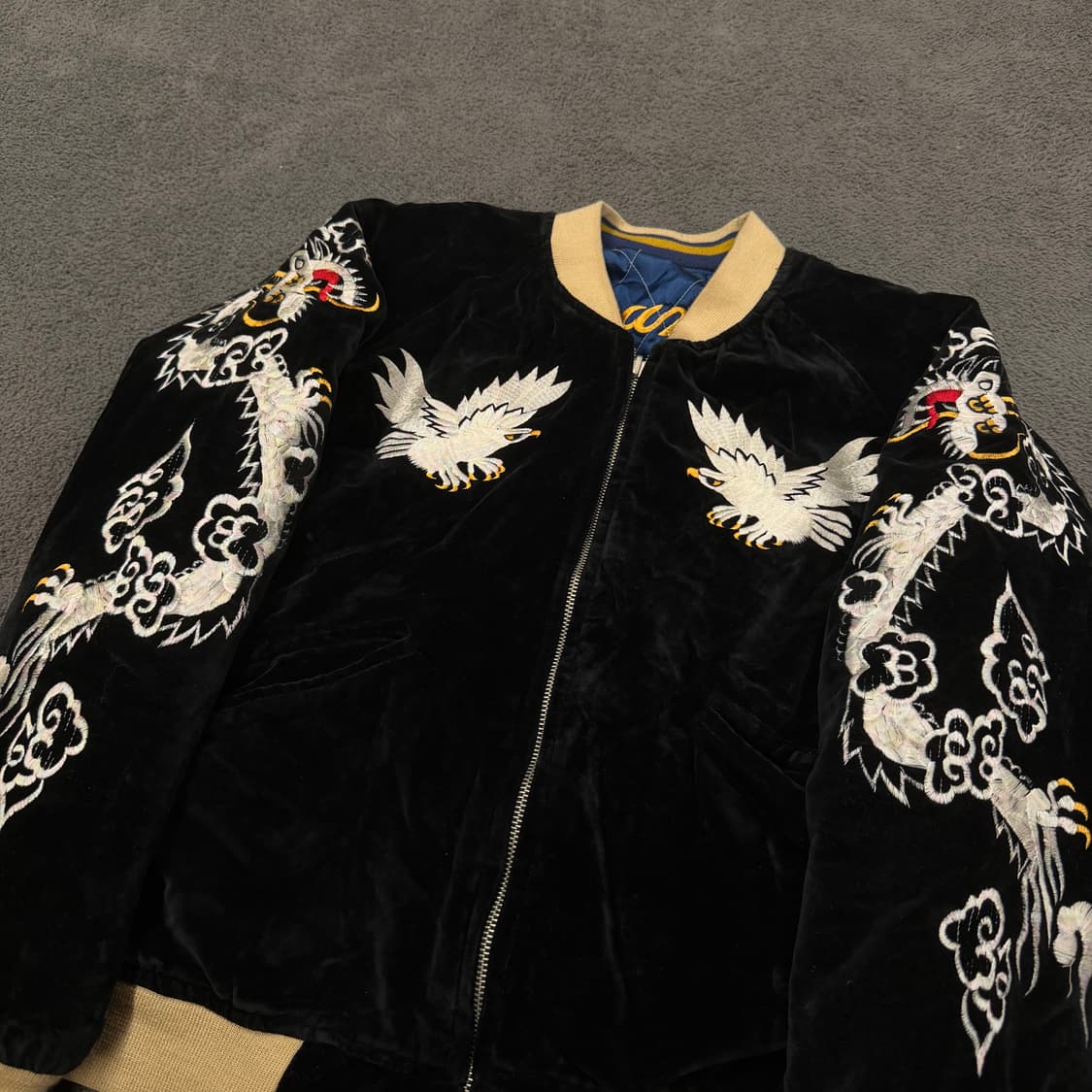 Jpn 일본 빈티지 리버시블 벨벳 자수 스카잔 자켓 상품이미지1