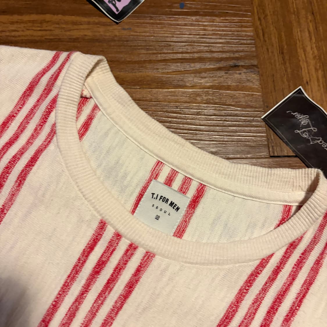 RED STRIPE SLUP COTTON T-SHIRTS 상품이미지2