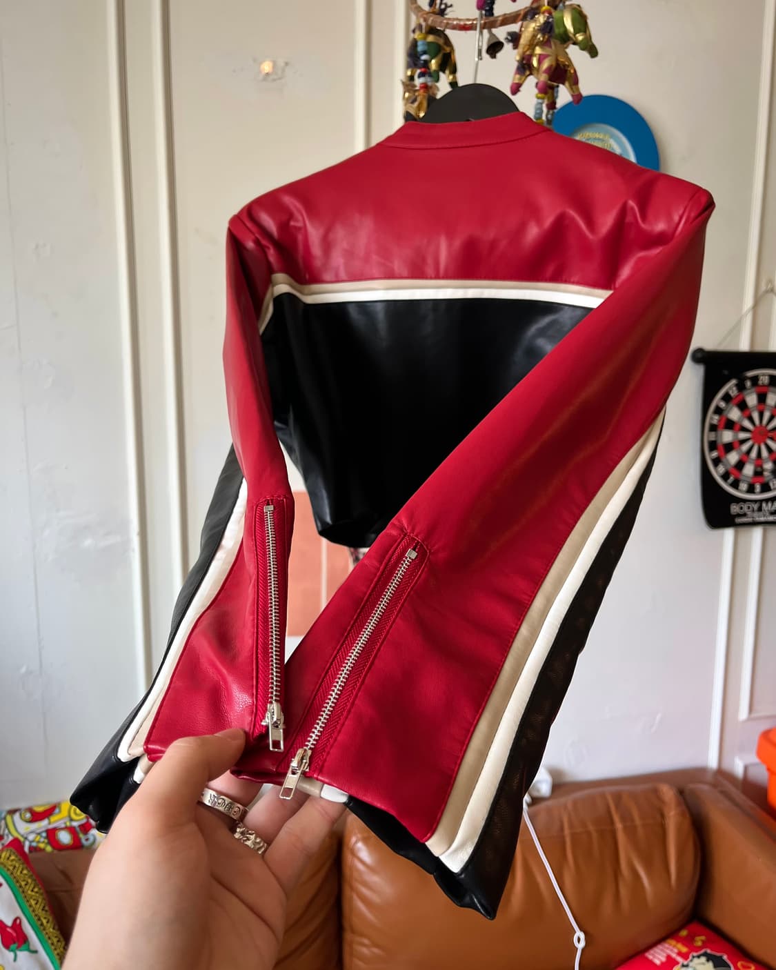 Japanese Vintage Crop Leather Jacket 상품이미지6