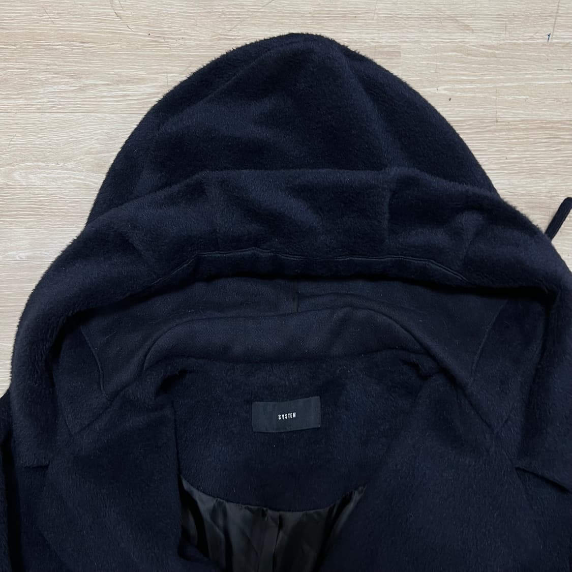 한섬 시스템 여성 알파카 후드 코트 [다크 네이비] 82-94-160 상품이미지2