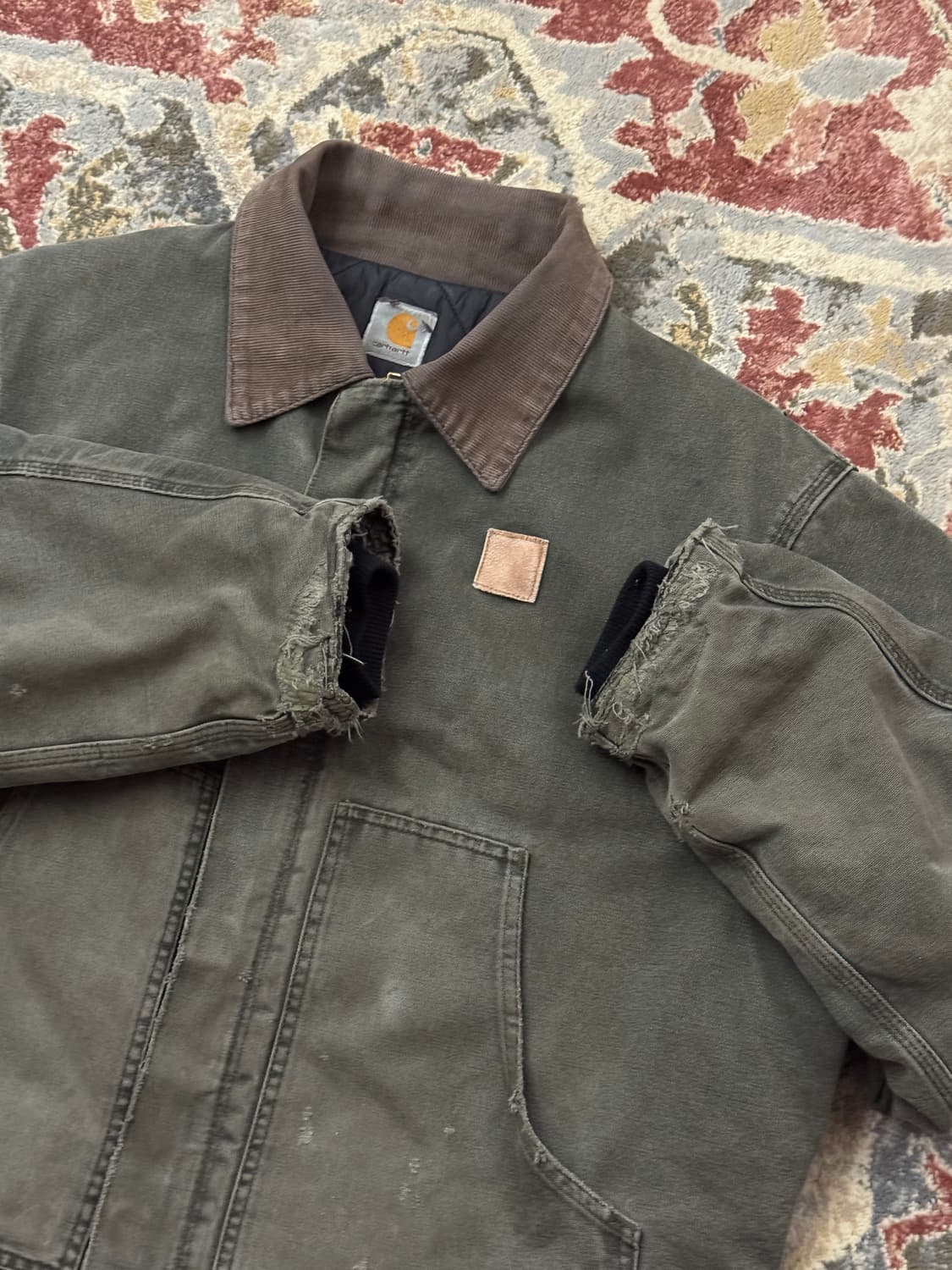 [칼하트] 90s USA J22 초기형 가슴로고 모스그린 2XL 상품이미지2
