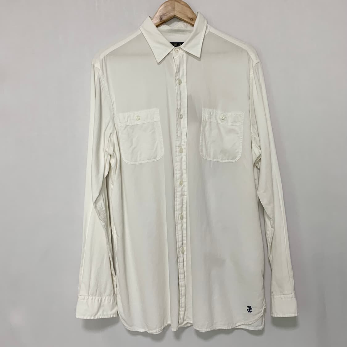 폴로 랄프로렌 더블 포켓 아이보리 빈티지 베이직 셔츠 남성 XL 상품이미지2