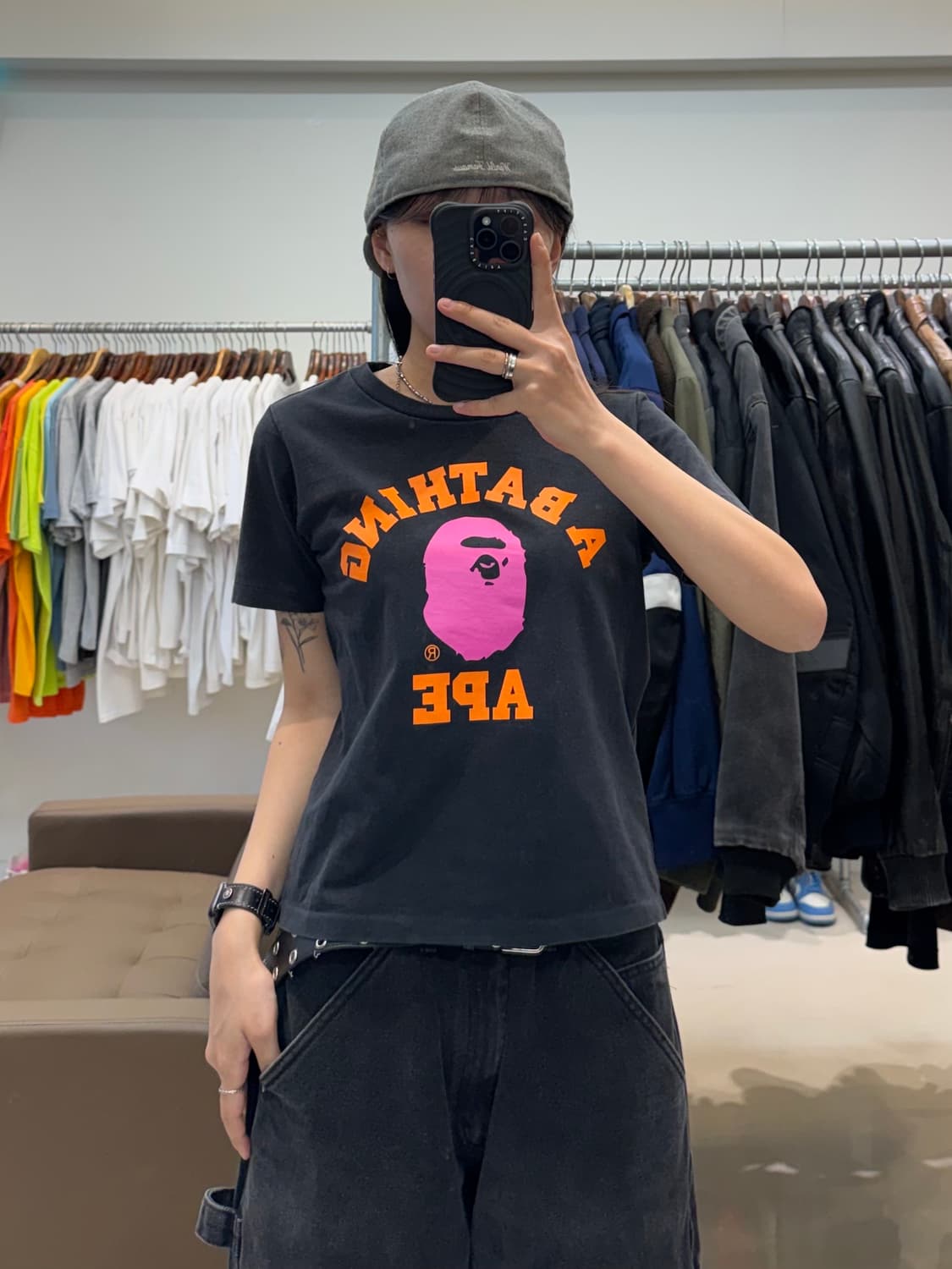 베이프 컬리지 티셔츠 블랙 상품이미지5