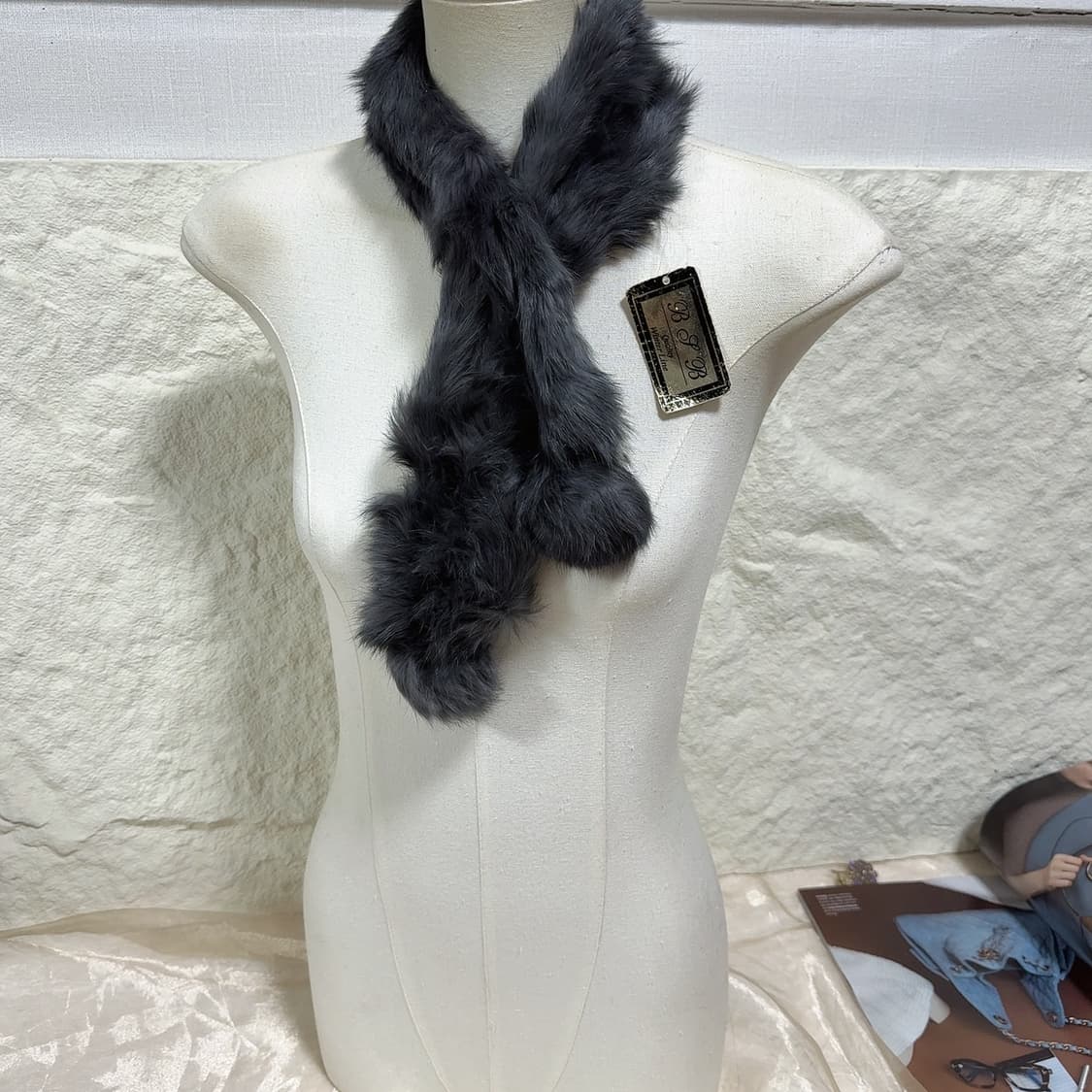 빈티지 그레이 토끼털 니트 목도리 스카프 상품이미지1