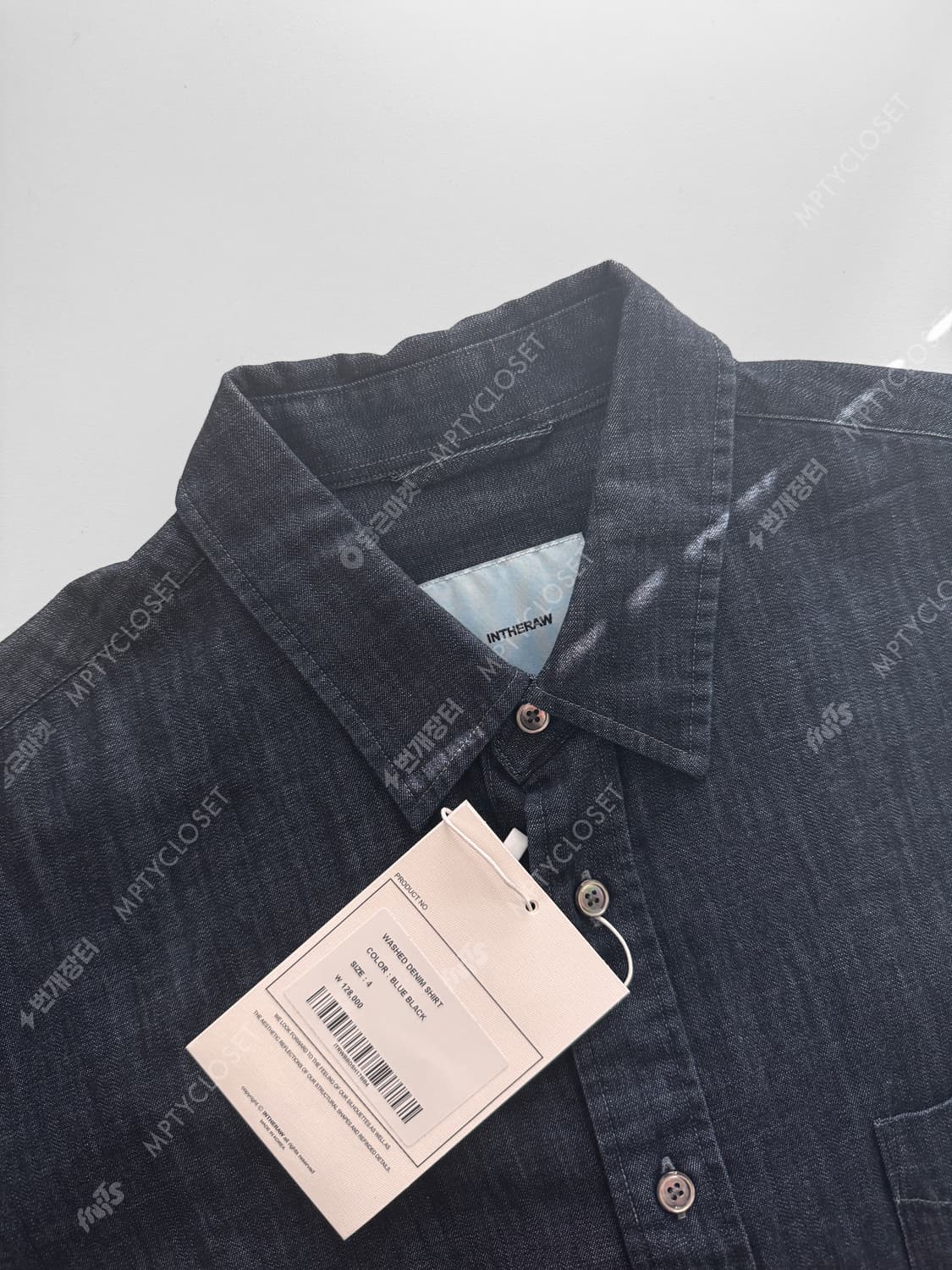 [4] Intheraw 인더로우 워시드 데님셔츠 블루블랙 상품이미지6