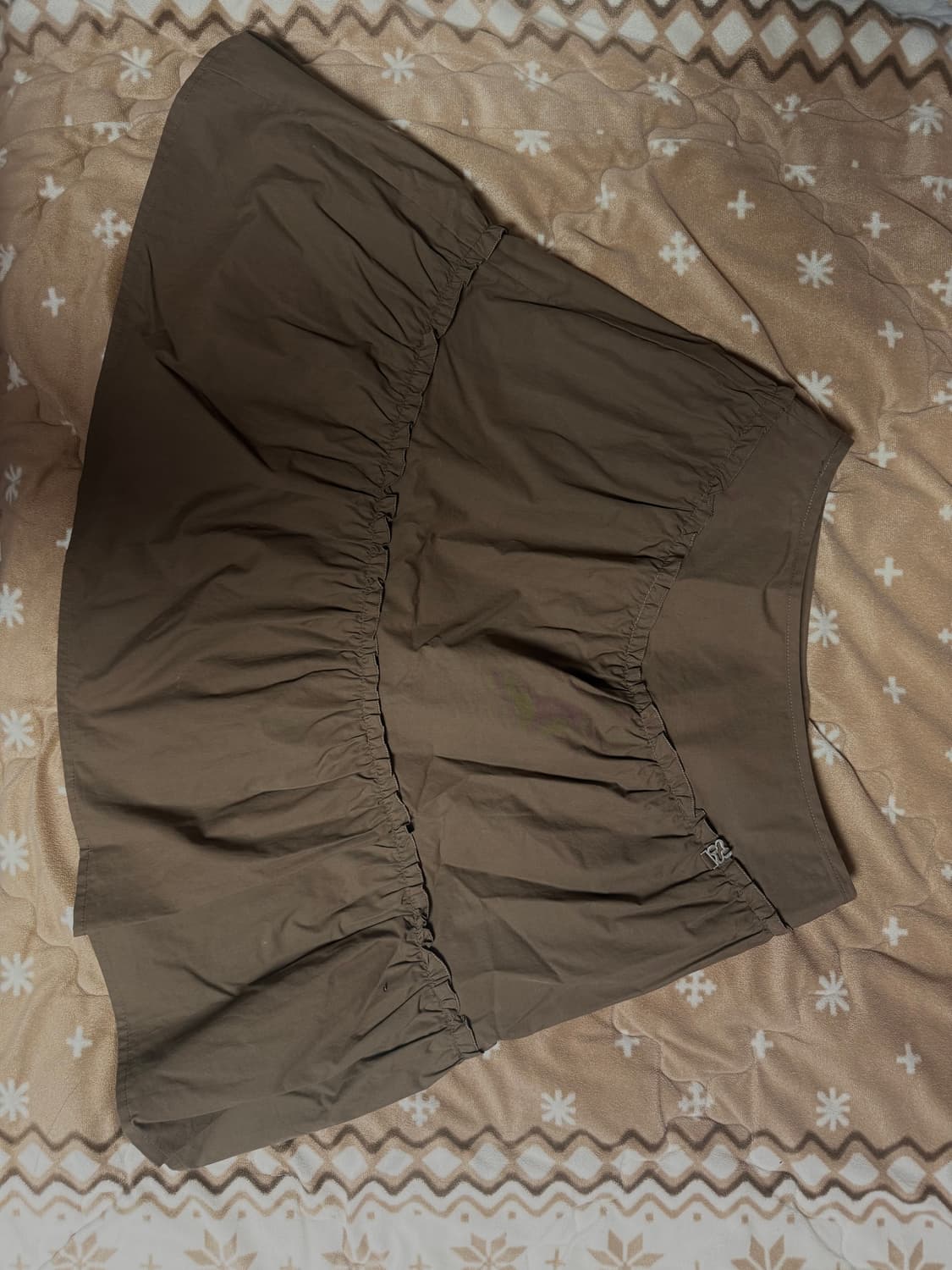 글로니 티아 더블 레이어드 러플 스커트 브라운 치마 상품이미지3