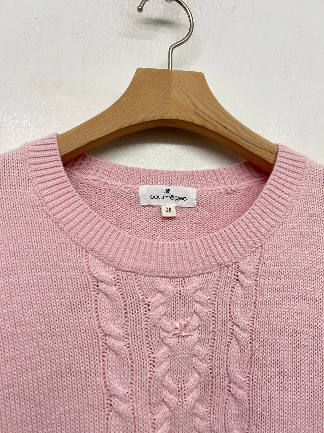 VTG Courreges 꾸레쥬 핑크 케이블 니트 상품이미지2