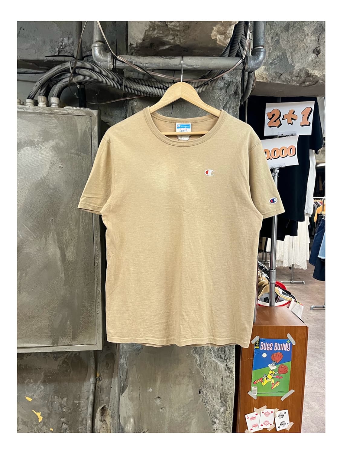 챔피온 로고 반팔티 베이지 M #csz3900 상품이미지1