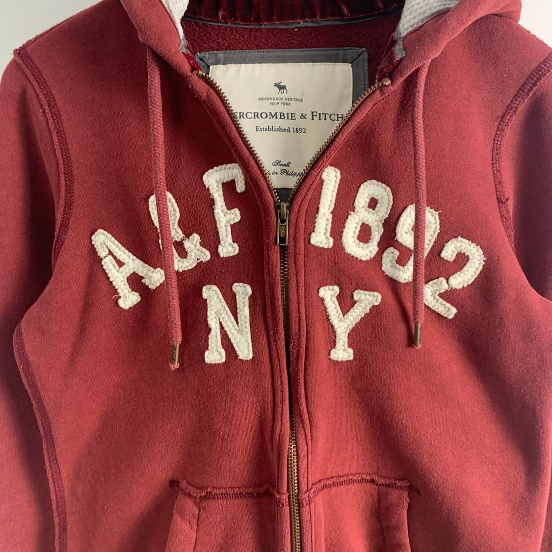 아베크롬비 y2k 와투케 헤비코튼 버건디 후드집업 상품이미지5