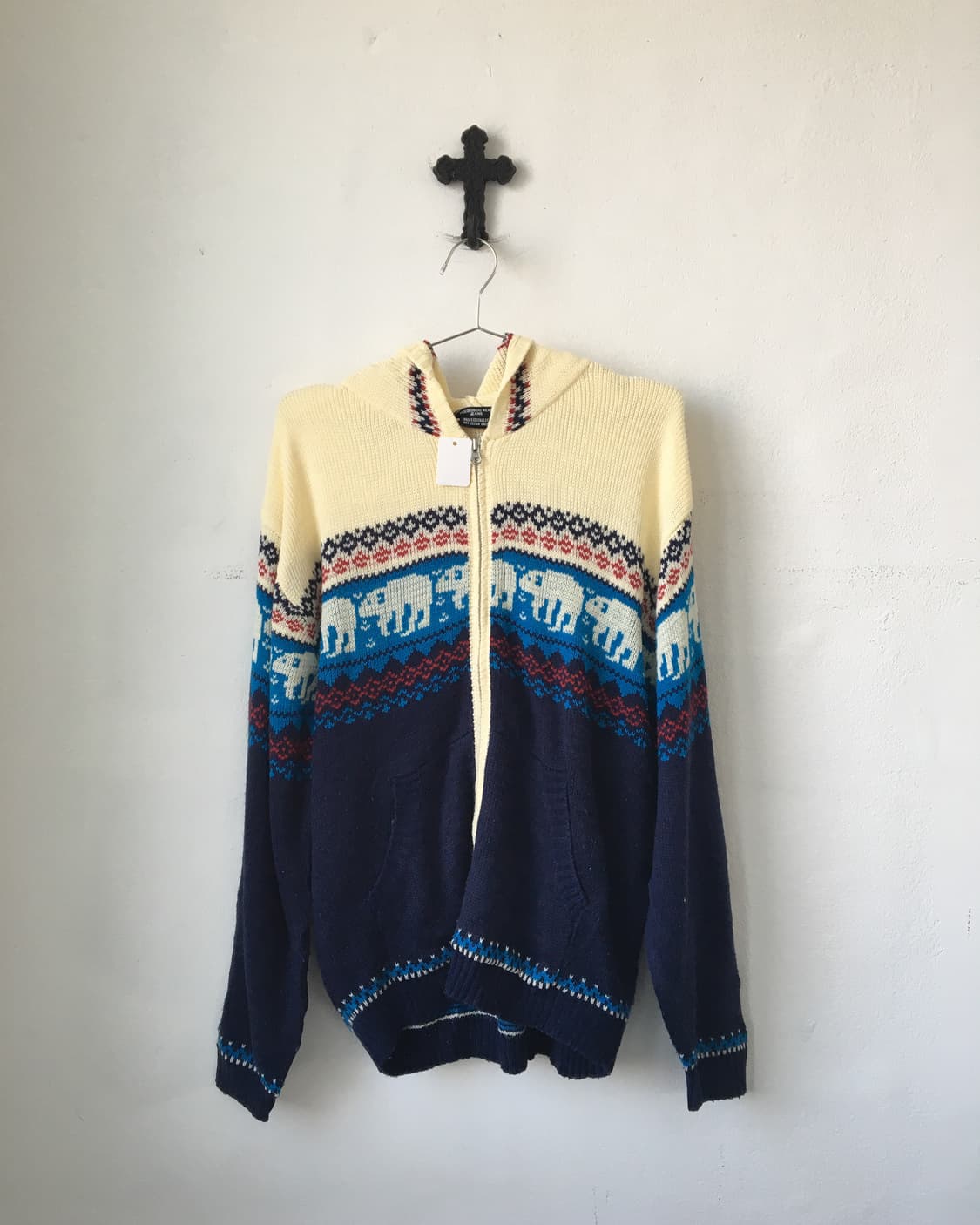 Bear pattern knit hood zip up 상품이미지2