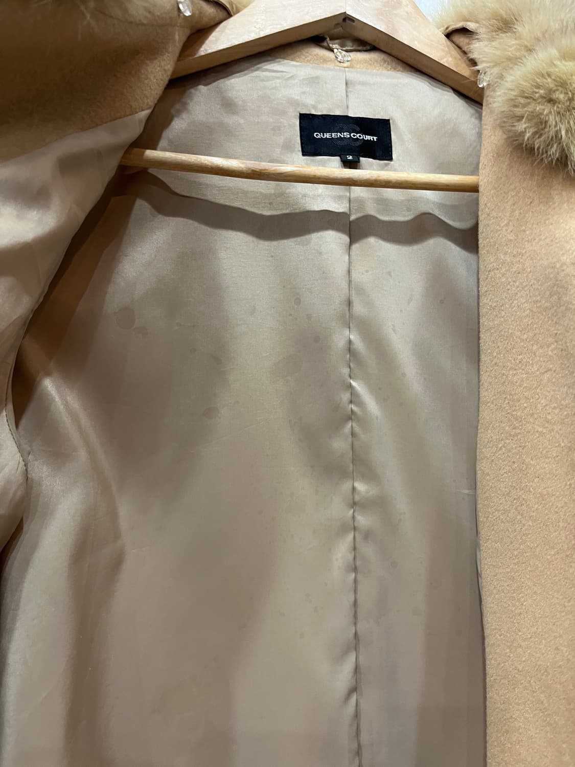 QUEENS COURT 퓨어울 폭스퍼 하프코트 자켓 우먼즈 상품이미지6