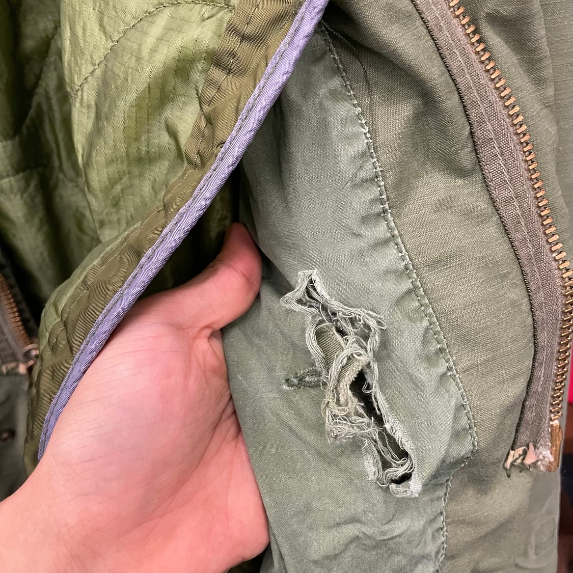 70s M65 필드 자켓 미군 오리지널 밀리터리 황동 지퍼 야상 상품이미지10