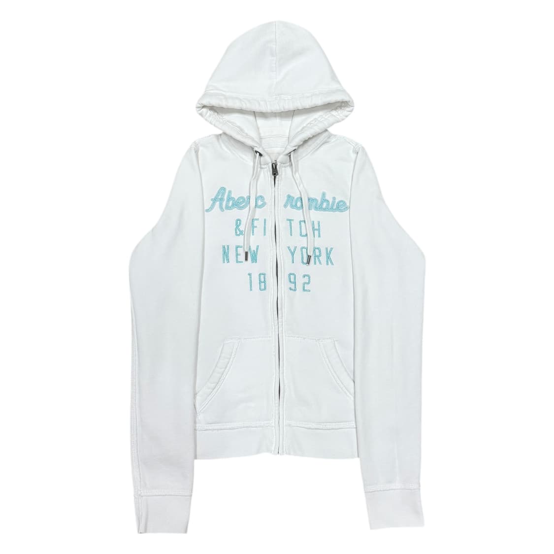 아베크롬비 빈티지 Y2K 스펠로고 기모 후드집업 화이트 S 상품이미지1