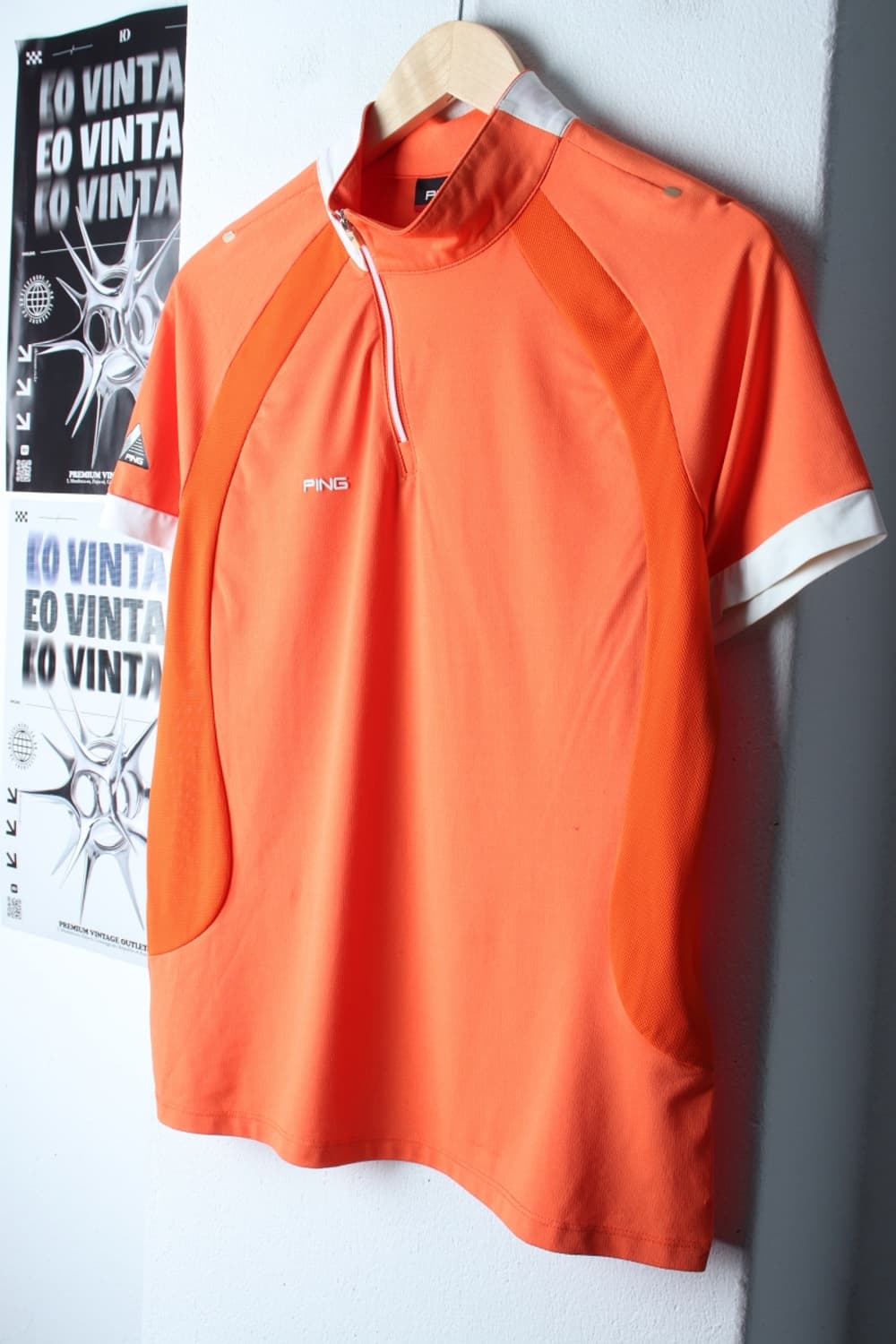 W(XL) 핑 반팔 카라 티셔츠 골프 기능성 반집업 오렌지-H30404 상품이미지1