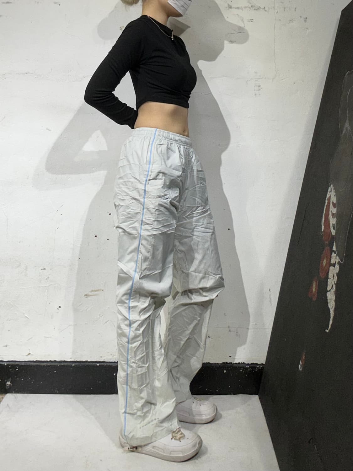 나이키 스카이 블루 사이드 라인 포인트 와이드 트랙 팬츠 추리닝 바지 M 상품이미지1