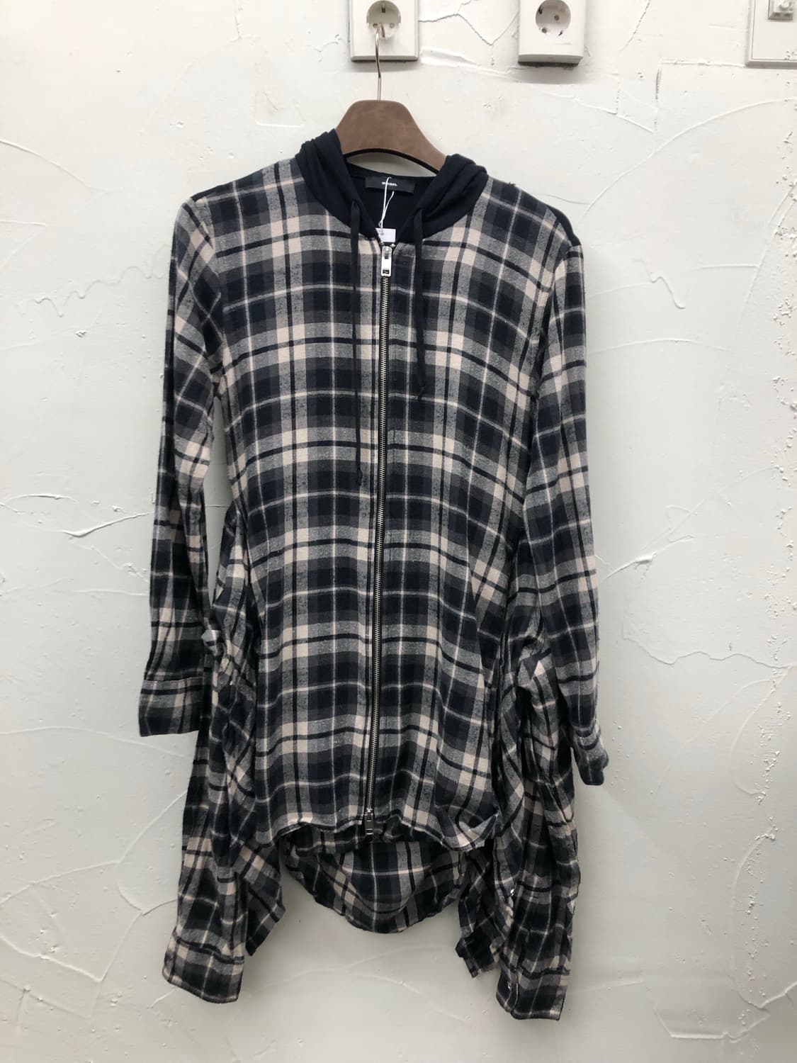 디젤 체크 후드 셔츠 원피스 상품이미지1