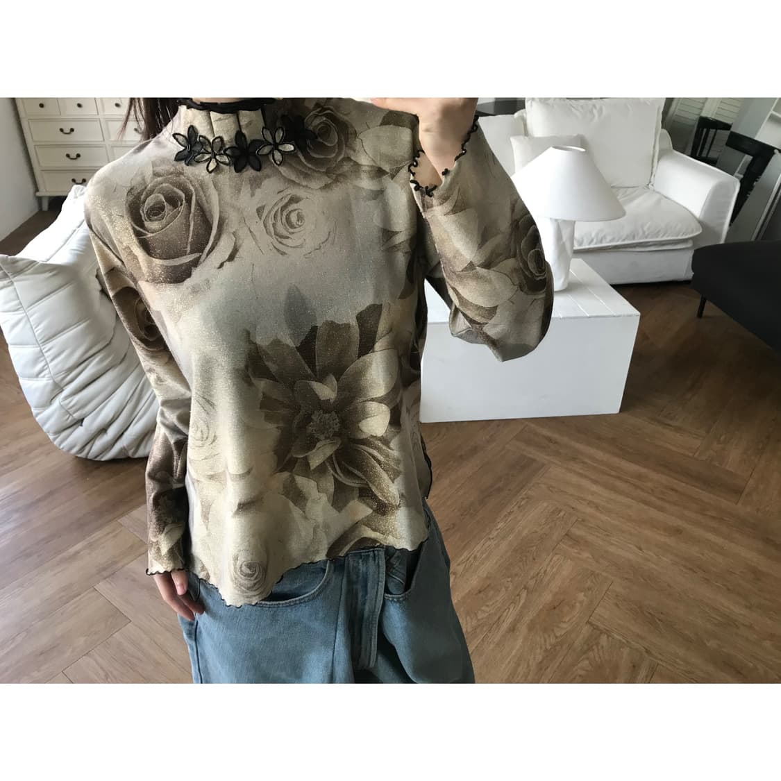 vintage pattern top 상품이미지1