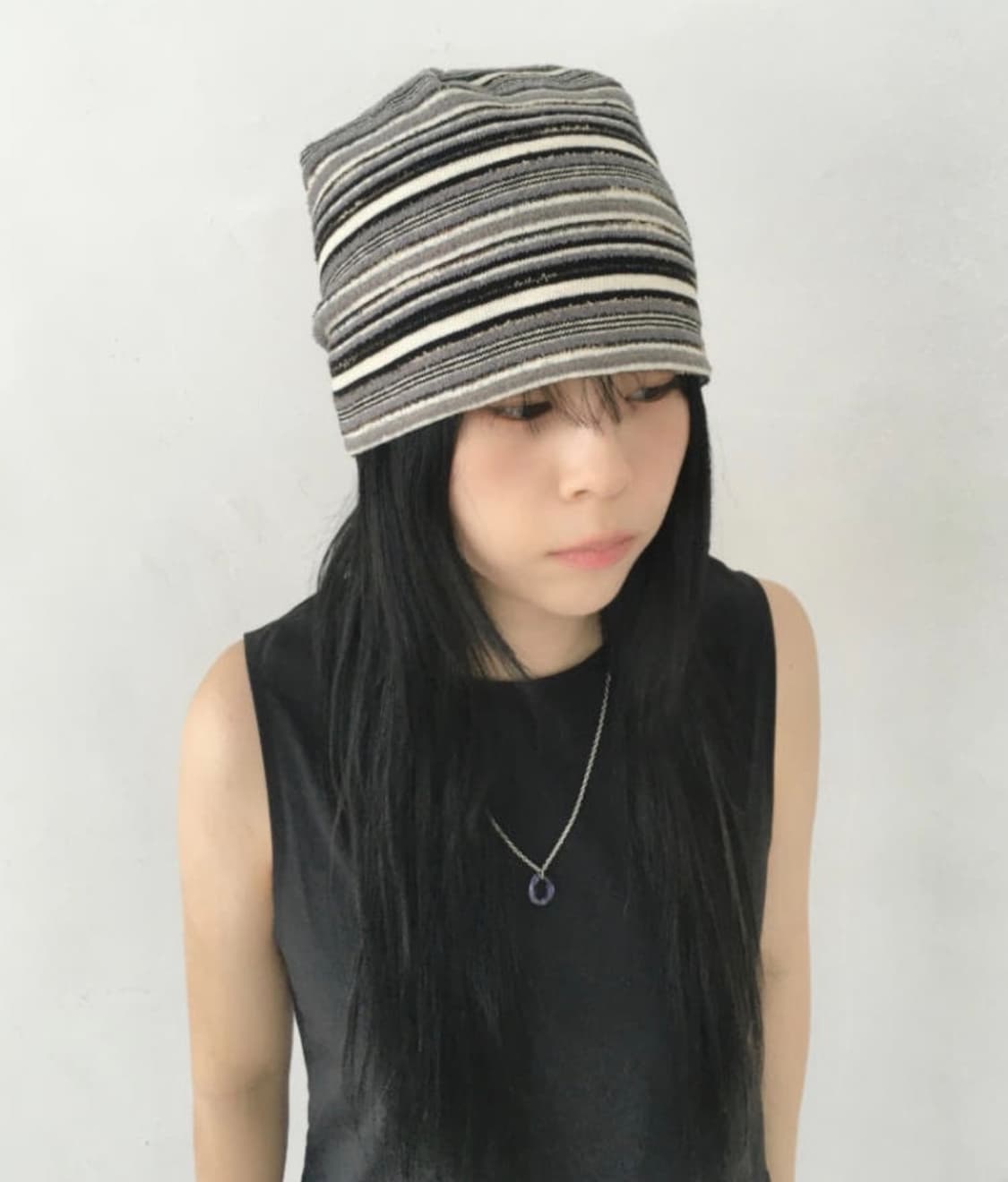 빈티지 스트라이프 비니 베이지/블루 상품이미지2