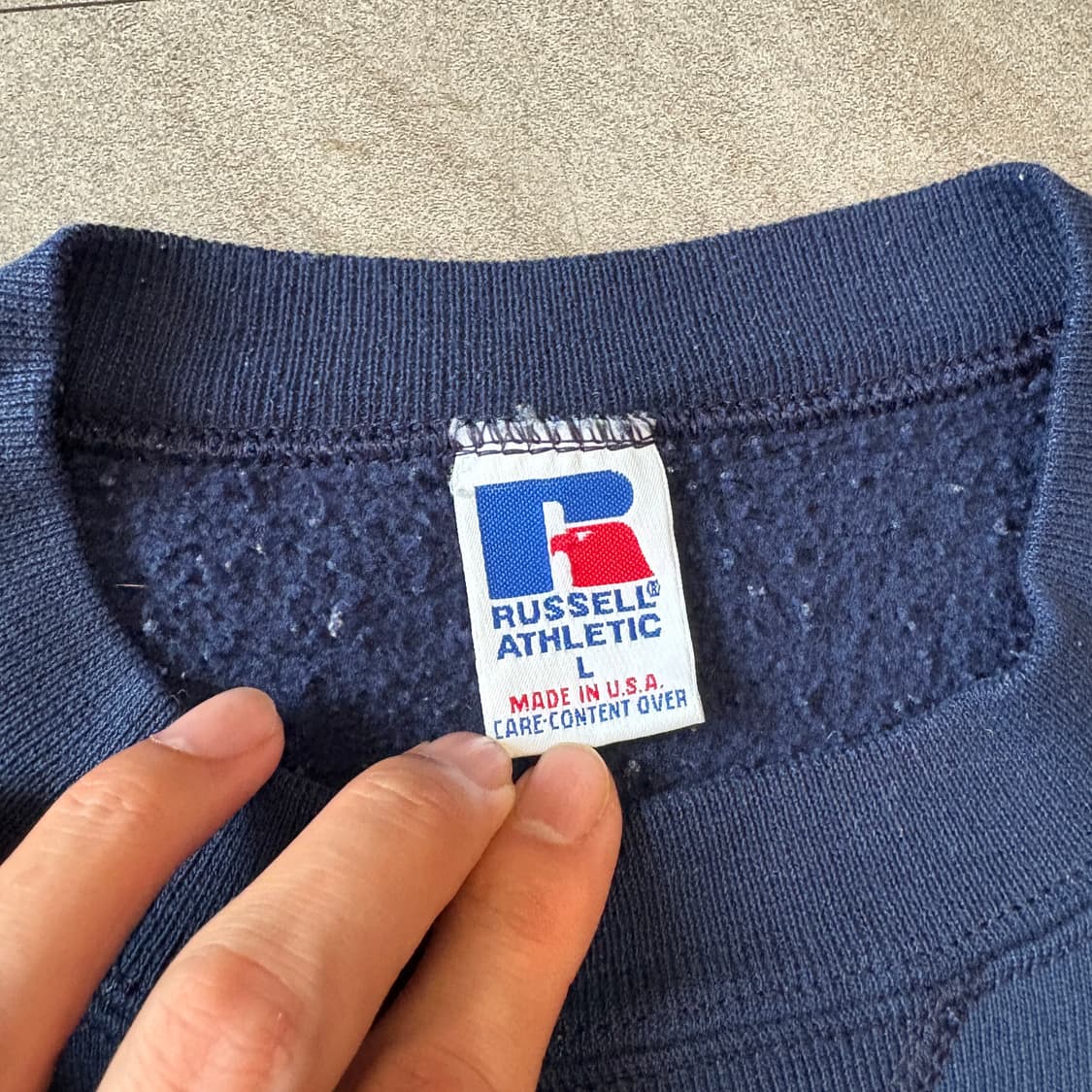 90년대 미국 생산 러셀 블랭크 네이비 스웻셔츠 상품이미지5