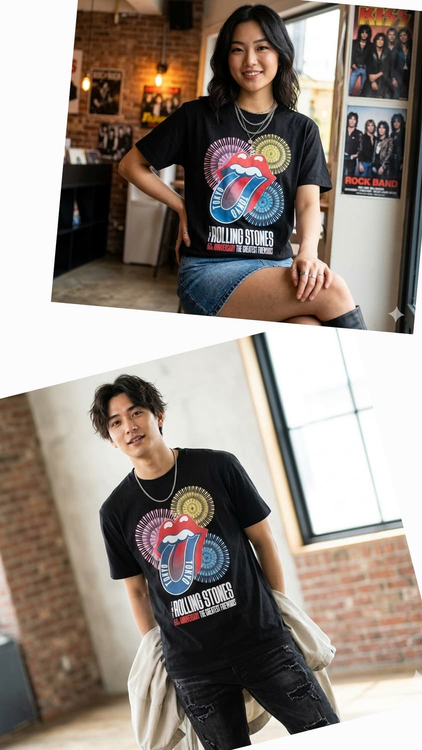 [L] 롤링 스톤즈 60주년 '도쿄 불꽃놀이' 2022 한정판 티셔츠 상품이미지1