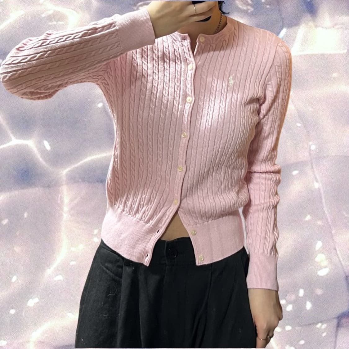 폴로 랄프로렌 신형 걸즈 니트 가디건 핑크 L 상품이미지2