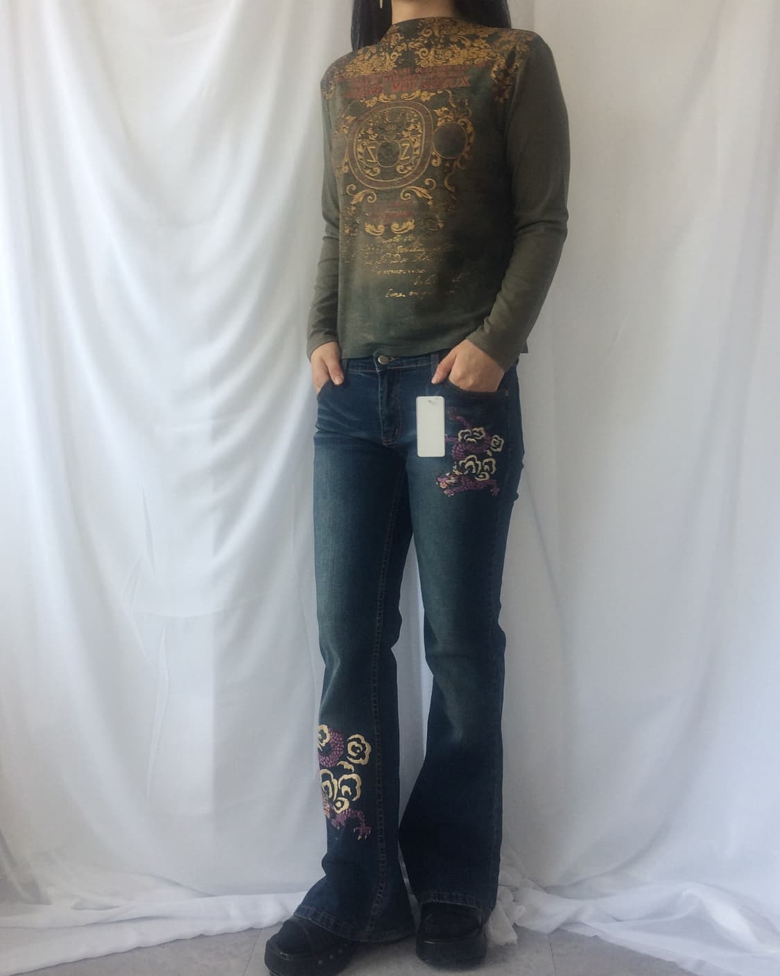 Dragon needle work point denim pants 상품이미지7