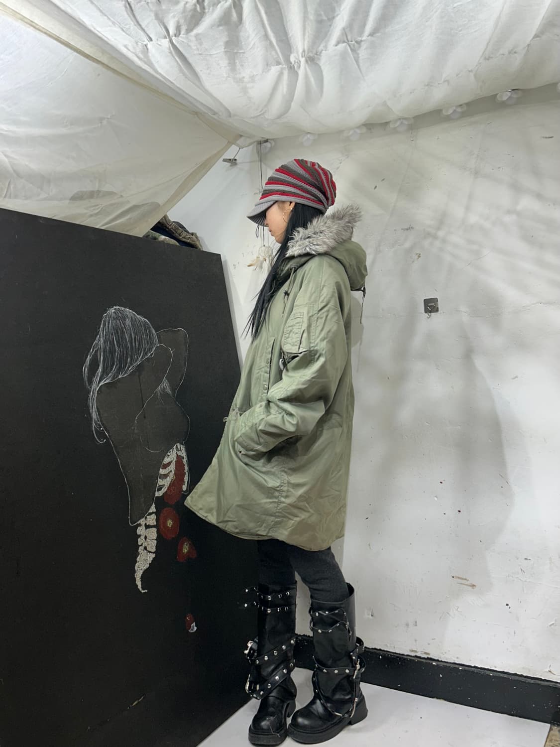 일본빈티지 Rg 울프죠 퍼 후드 개파카 자켓 L 상품이미지2