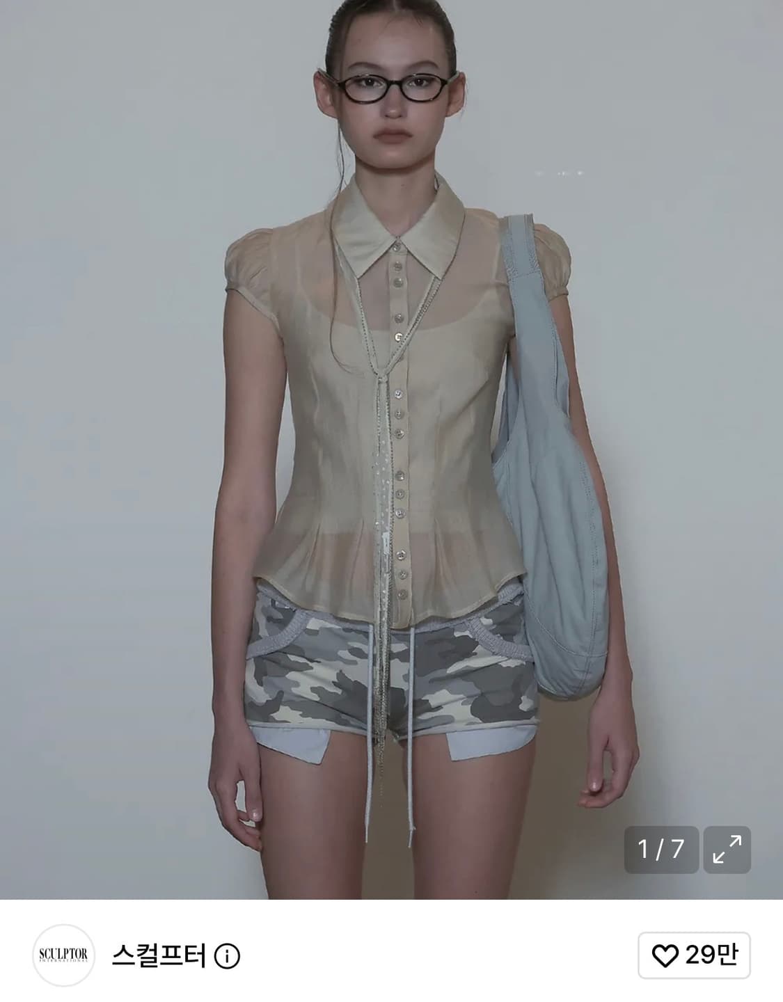 스컬프터 Sheer Pleated Hem Blouse Raw 상품이미지1