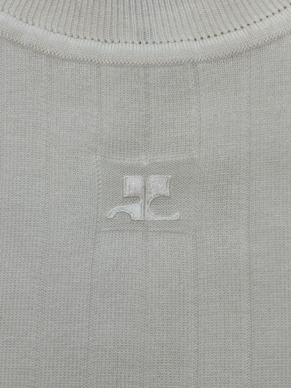 courreges / 꾸레쥬  화이트 로고 반팔 니트     상품이미지5
