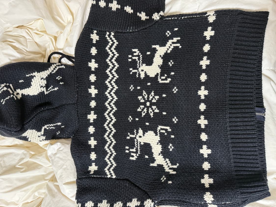 노르딕 사슴 후드집업 니트 연말 겨울 여행룩 새상품 상품이미지9