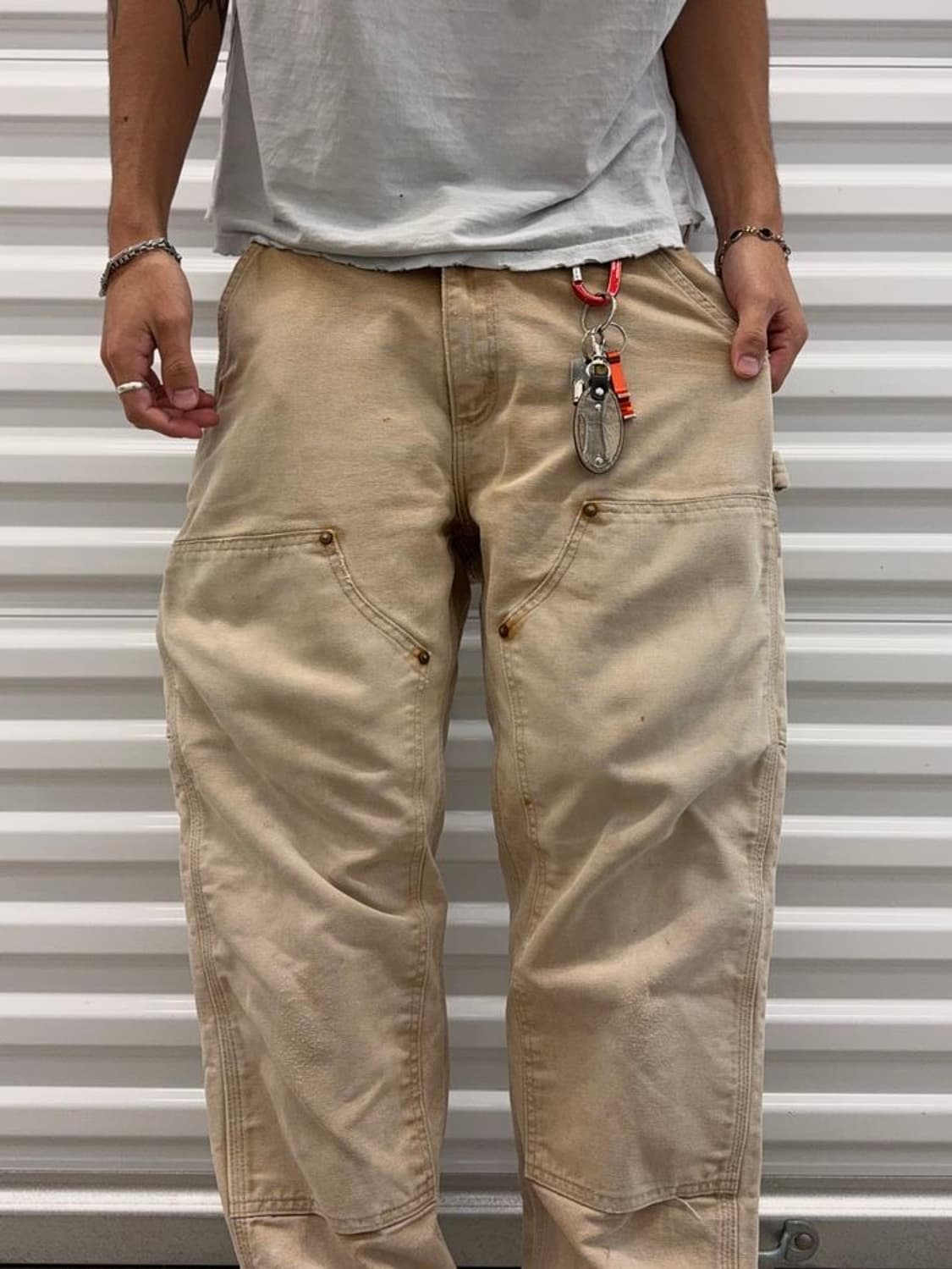 칼하트 WIP 워크웨어 더블니 베이지 카펜터 팬츠 33 상품이미지6