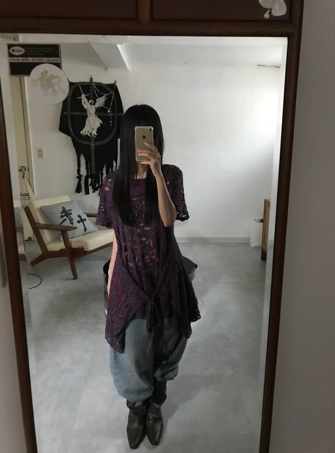 vintage mash pattern top 상품이미지2