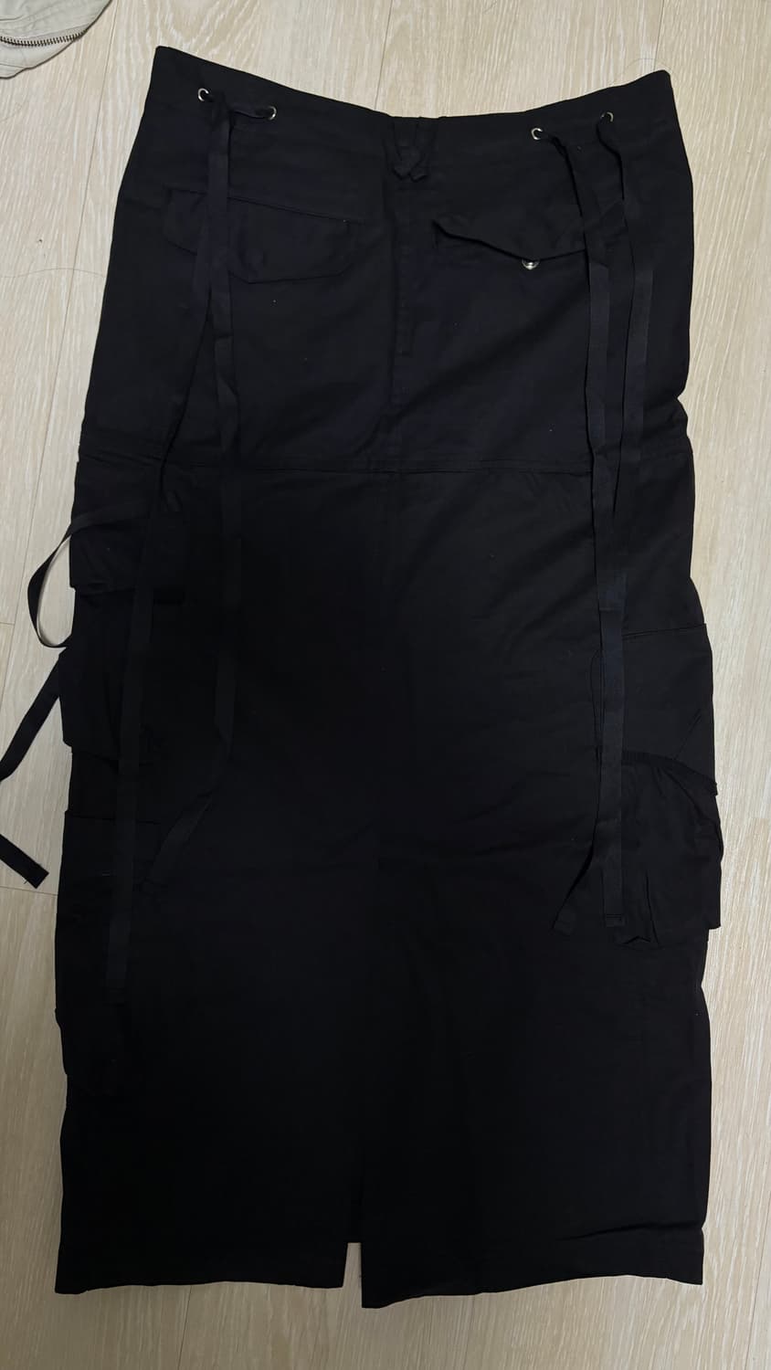 나체 스트랩 카고 맥시 스커트 블랙 상품이미지5