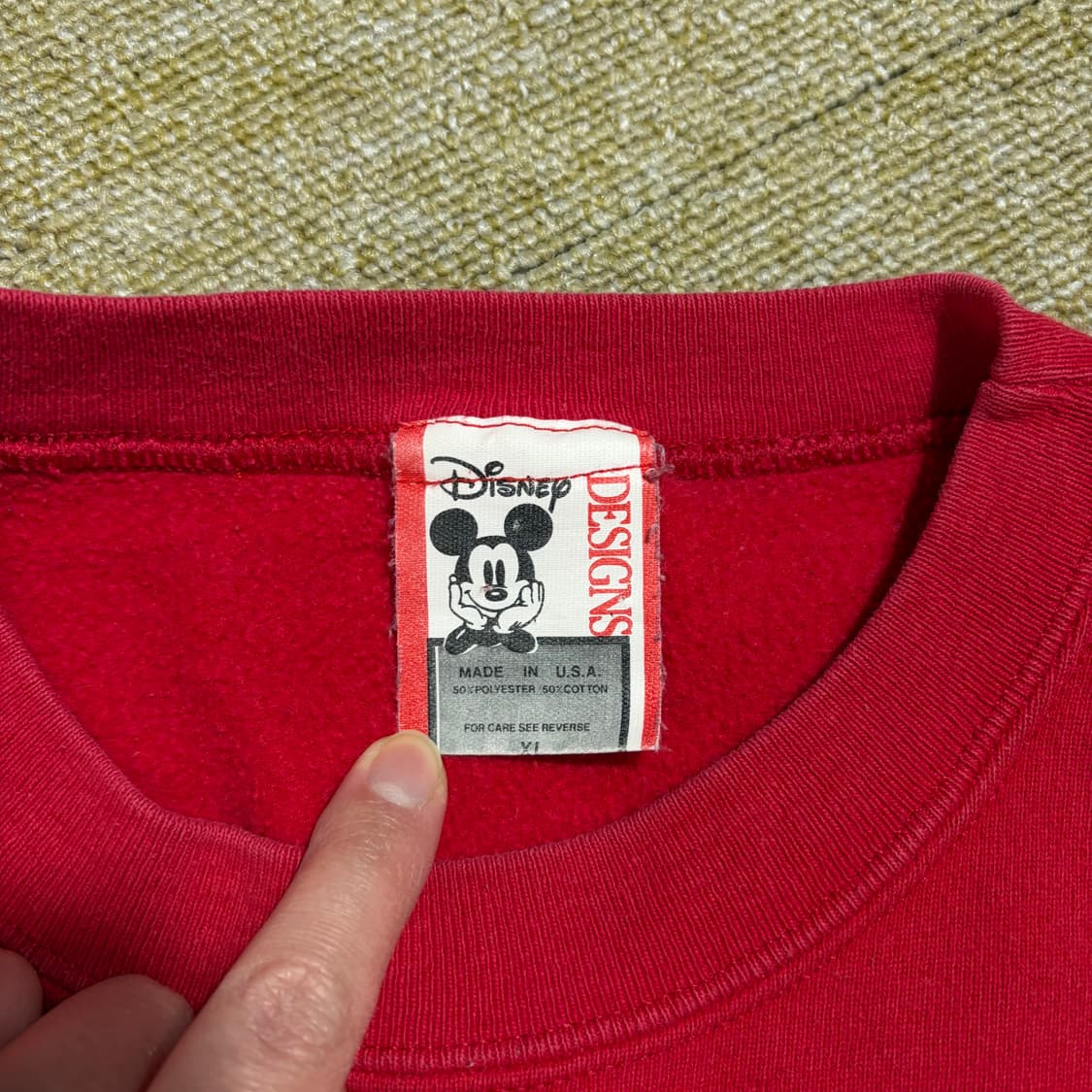 90s 빈티지 디즈니 미니마우스 레드 기모 맨투맨(XL) 상품이미지5