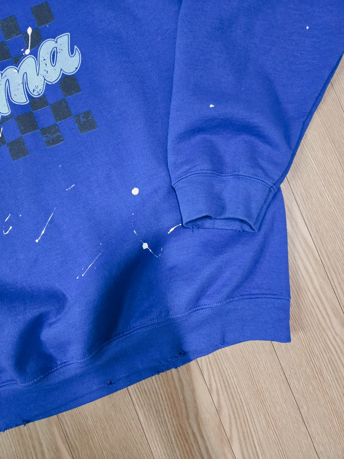 핸드워크 로얄 블루 페인팅 맨투맨 티셔츠 상품이미지6