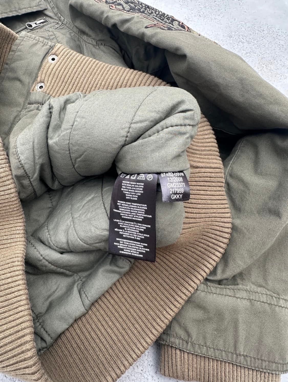 할리데이비슨 로고 자수 크롭 봄버자켓 올리브 카키 y2k 상품이미지6