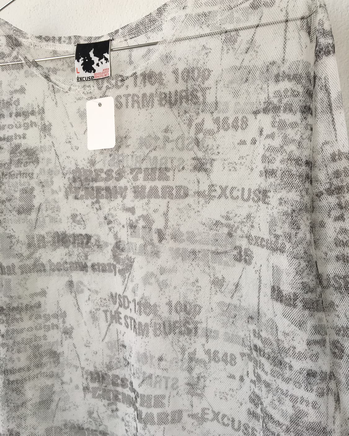 Lettering printing see through mesh slee 상품이미지3