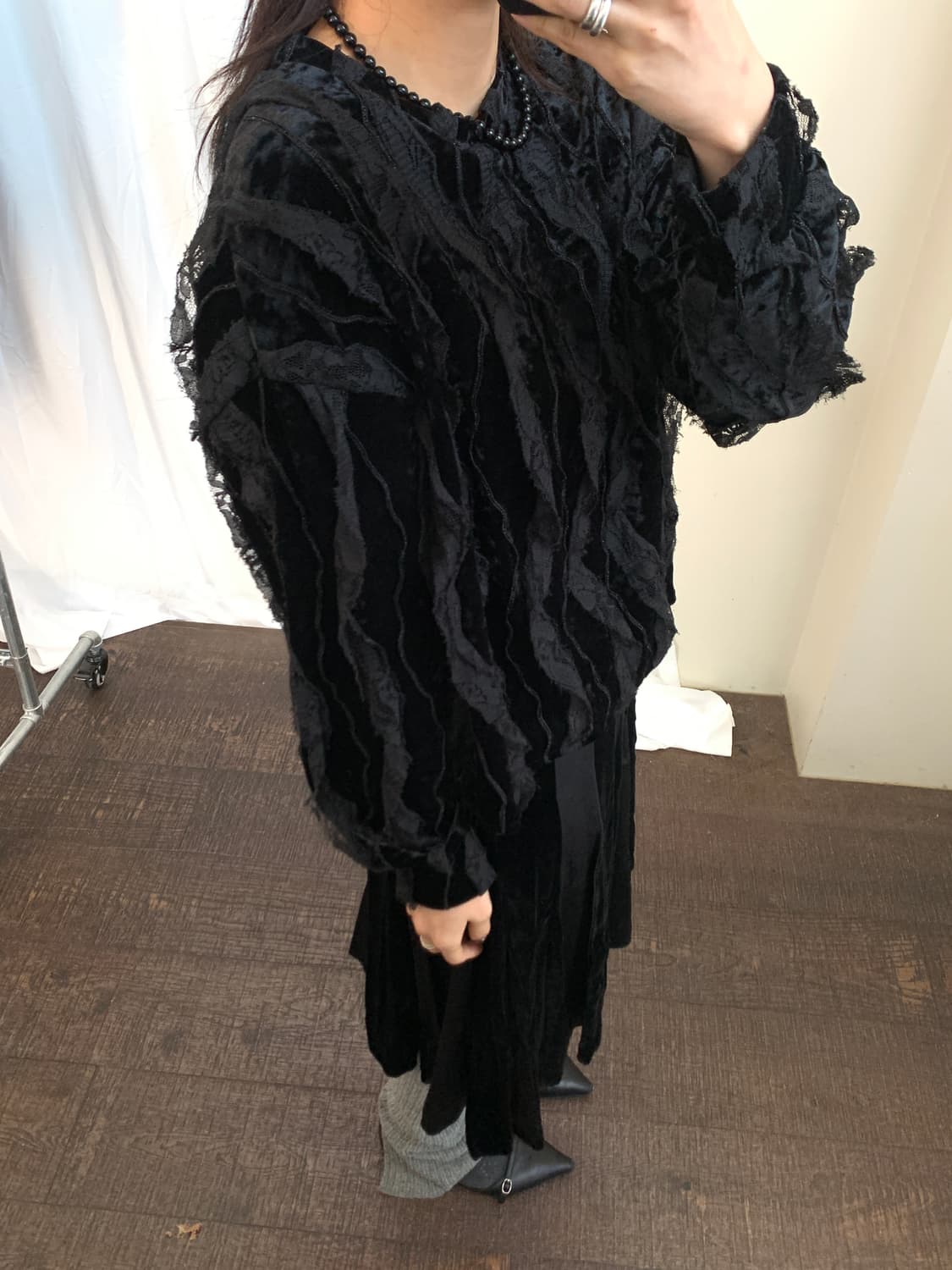 빈티지 벨벳 레이스 탑 상품이미지5